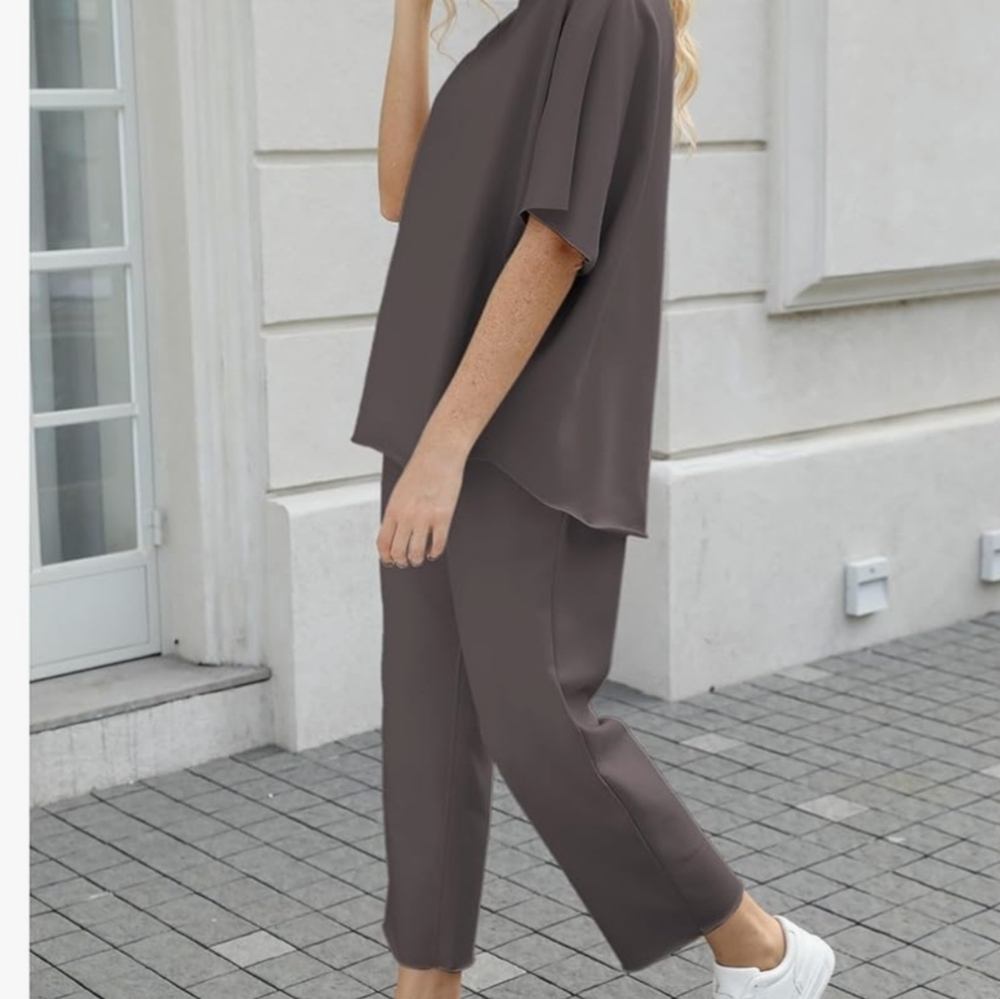 Women's Two Piece Outfits 3/4 Batwing Sleeve Capelet Crew Neck Pullover Top -NEW